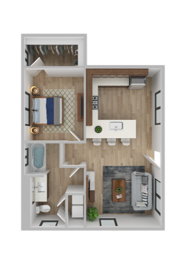 1 Bed / 1 Bath floor plan