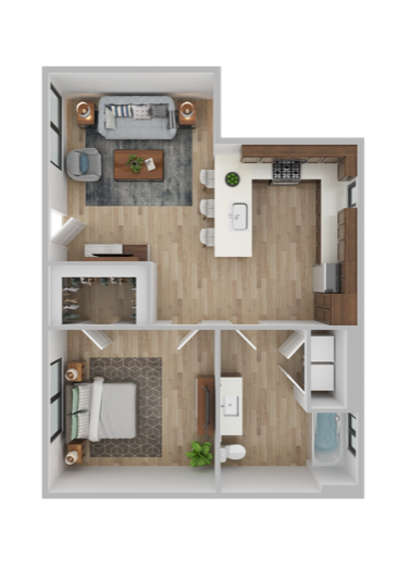 1 Bed / 1 Bath floor plan