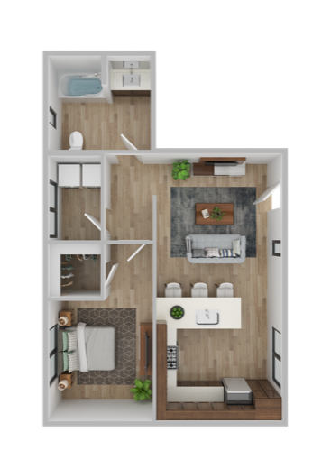 1 Bed / 1 Bath floor plan