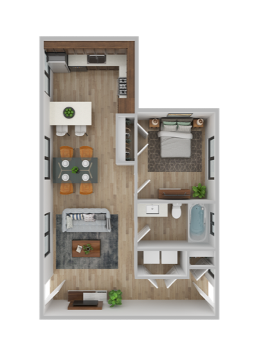 1 Bed / 1 Bath floor plan