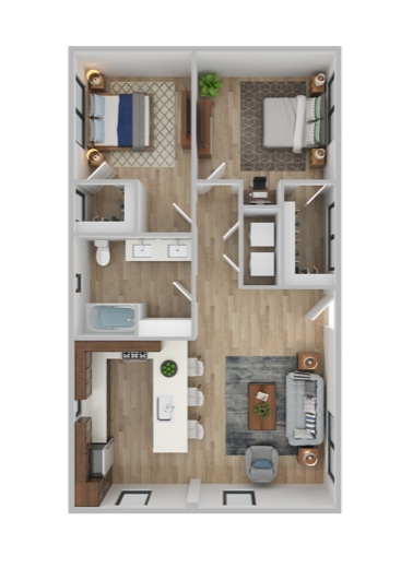 2 Bed / 1 Bath floor plan